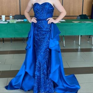 Amazing Royal blue gown with overskirt